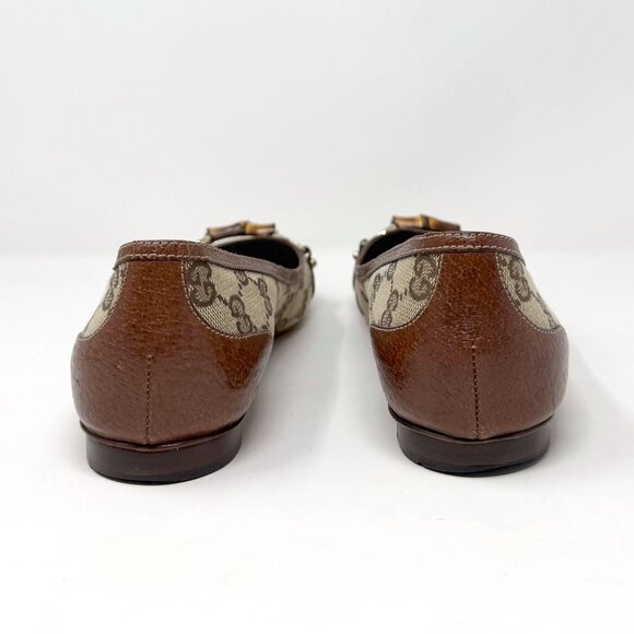 Vintage Gucci Bamboo Horsebit Ballet Flats GG Canvas US 8.5B - Picture 5 of 9